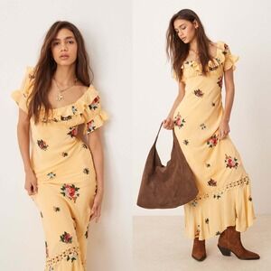 NWT Free People Bali Santa Cruz‎ Ruffle Dress Maxi - Size Medium